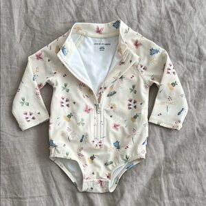 Janie and Jack Cream Floral Baby swimsuit